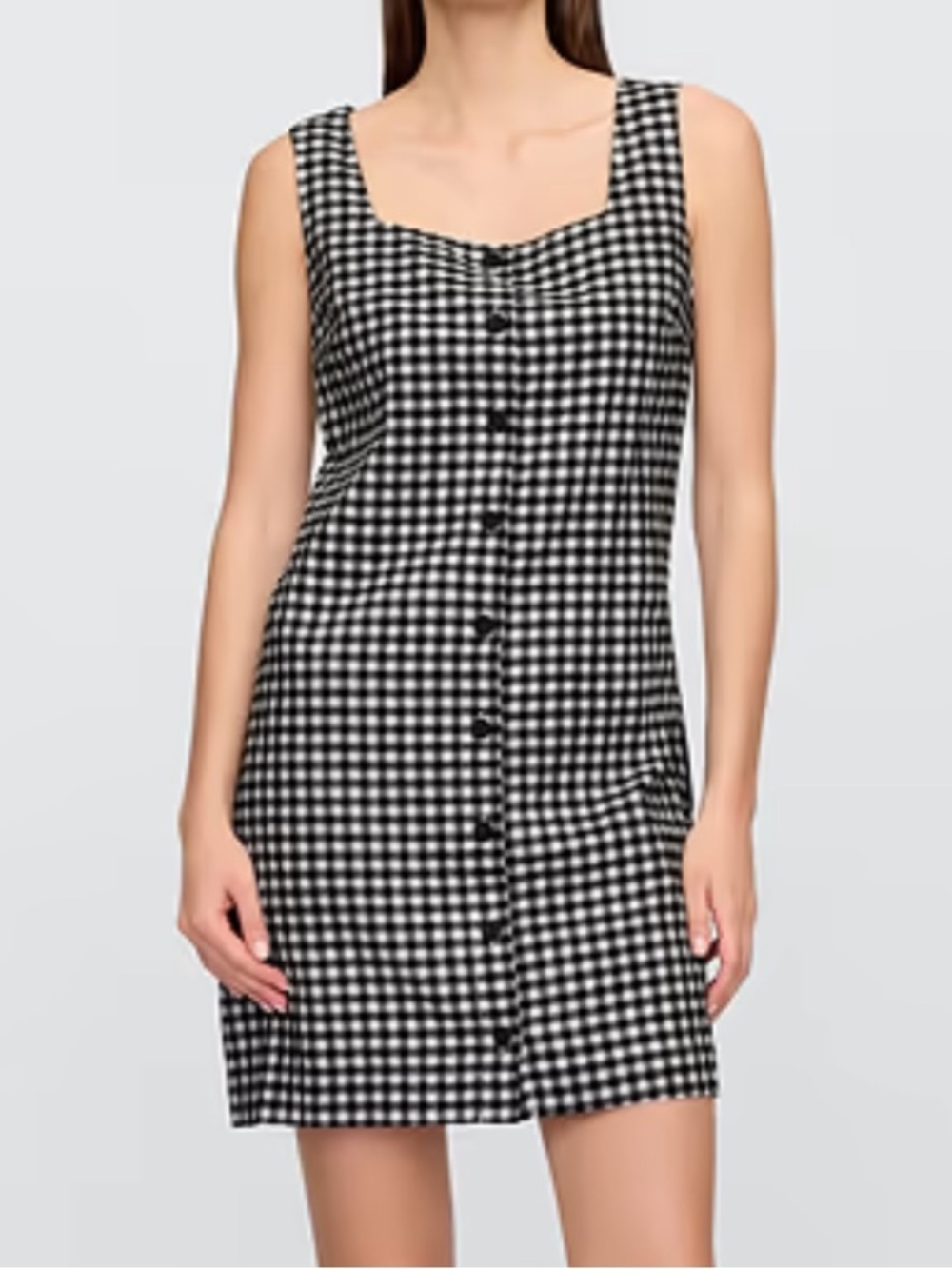 Gingham Linen Button Front Dress M